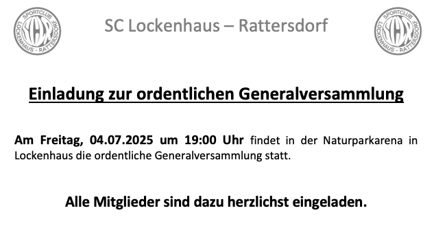 Einladung zur ordentlichen Generalversammlung